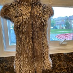 Silver Fox real fur/leather vest
